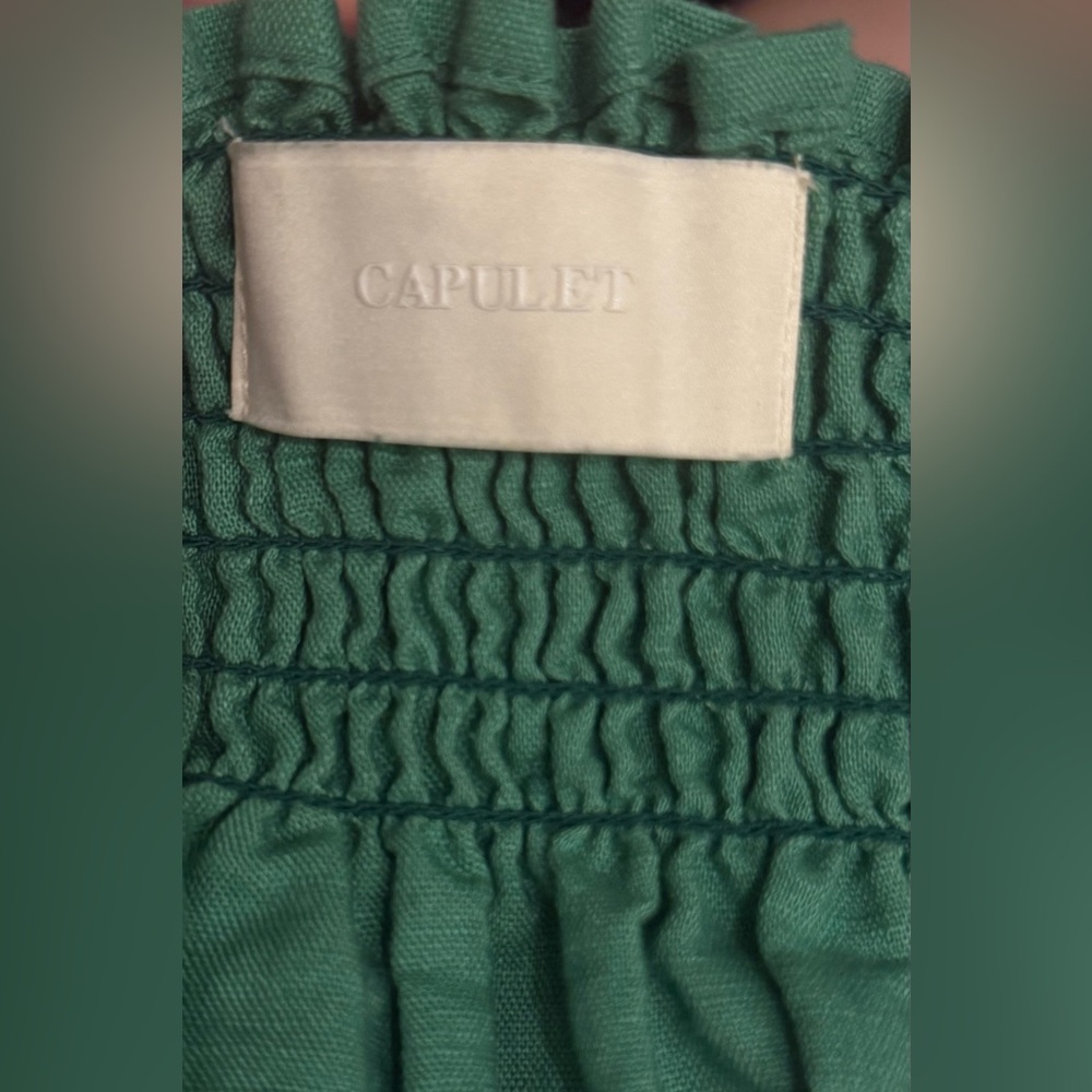 Capulet Green Off-Shoulder Smocked Dress size S/M - Picture 3 of 7